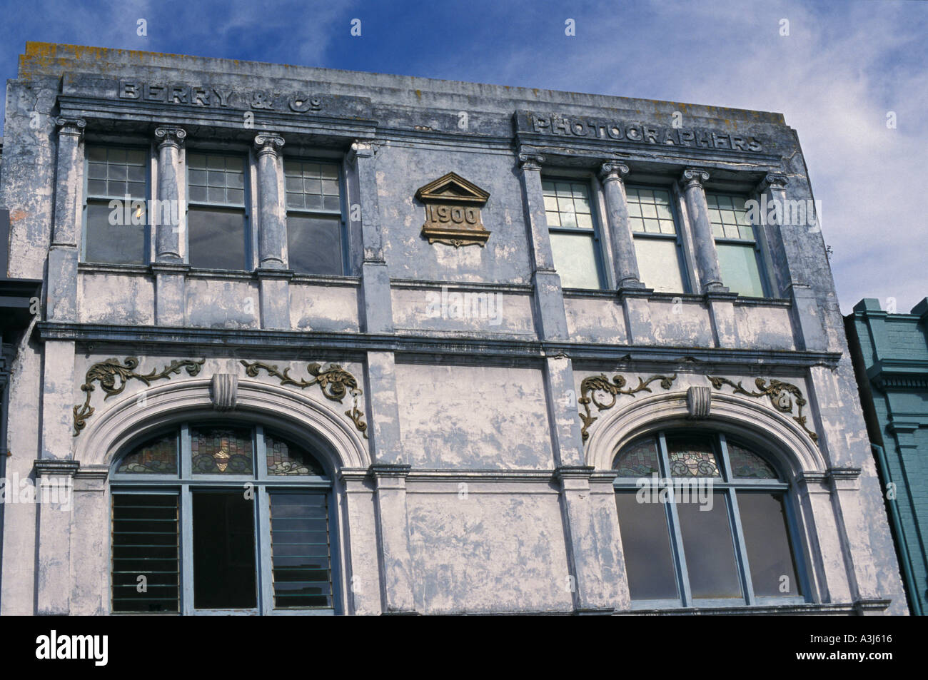 New Zealand Historical building Downtown Wellington Kuba Street Stock Photo