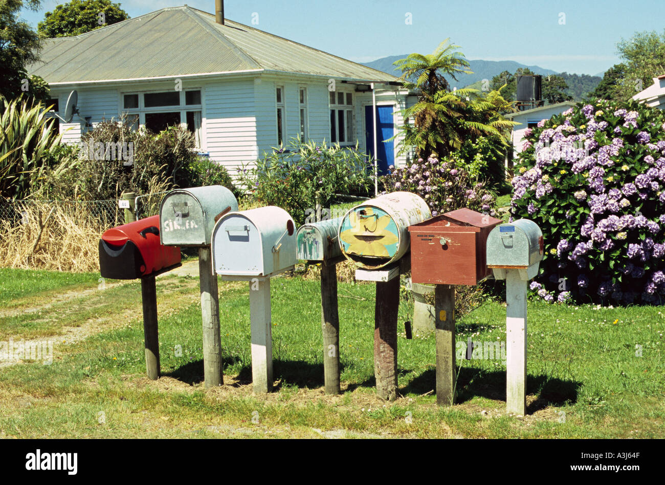 Letter Boxes in New Zealand South Island Stock Photo
