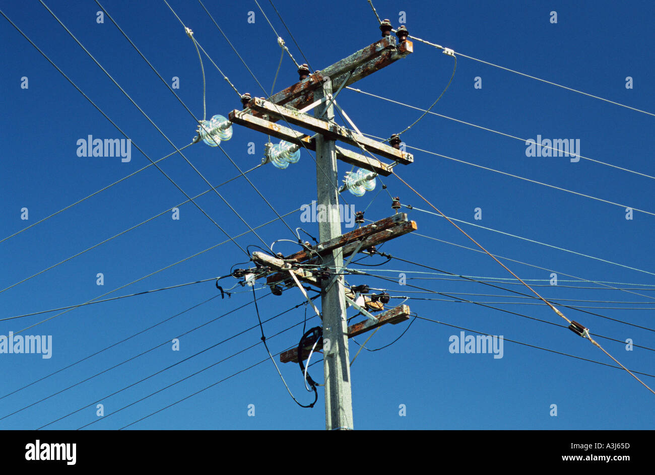 Power Pole in New Zealand Stock Photo