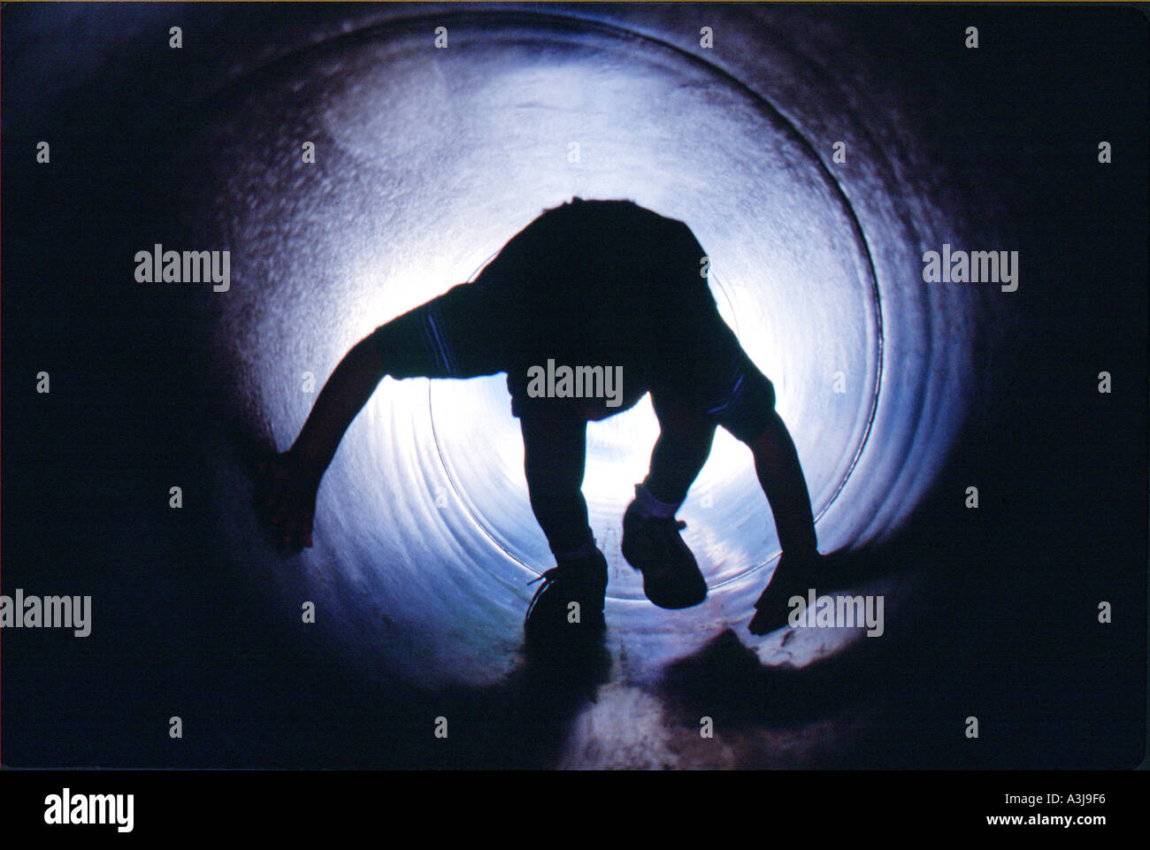 crawling through a tunnel