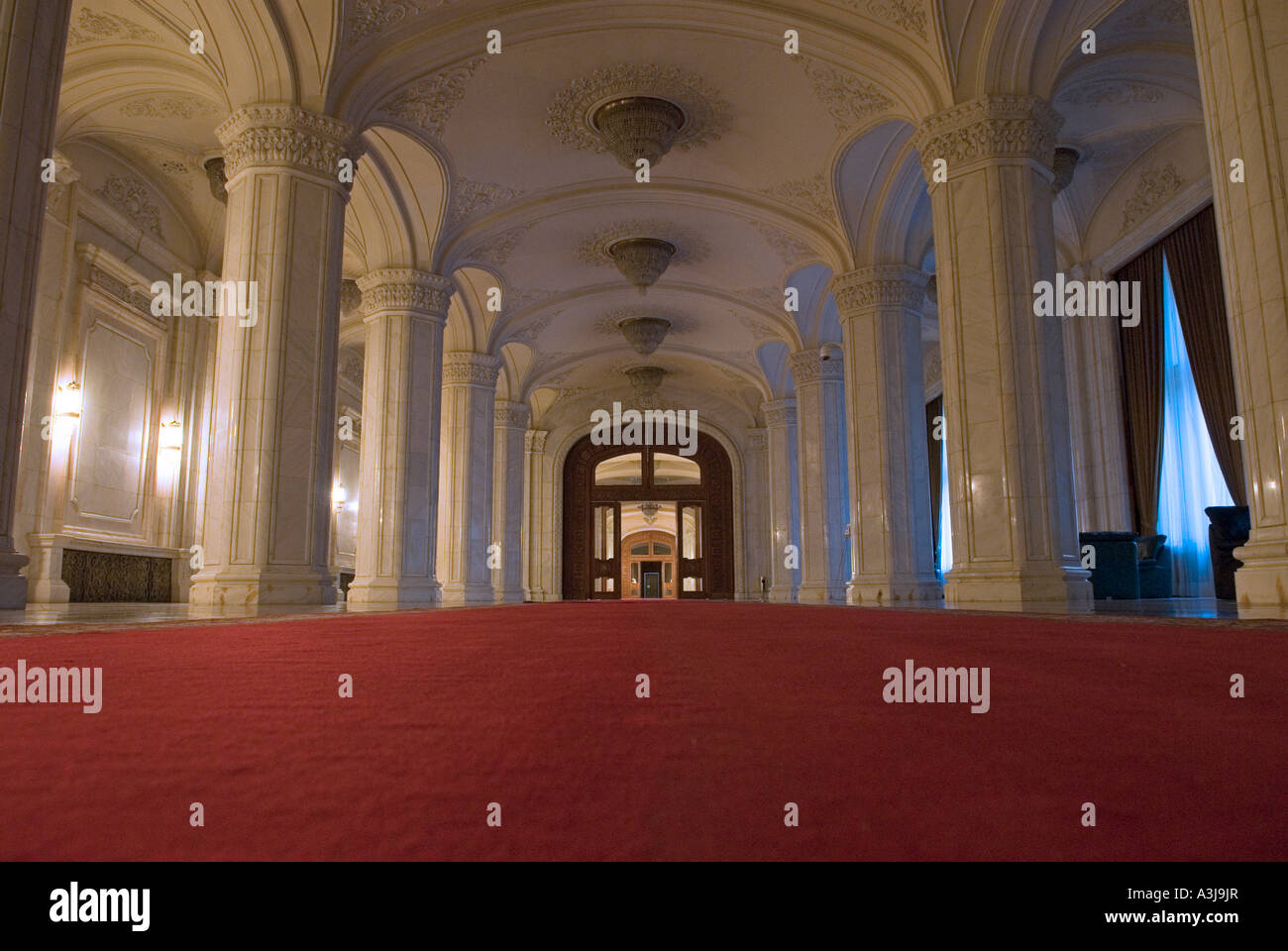 Interior view of The Palace of the Parliament (Palatul Parlamentului) in Bucharest, Romania Stock Photo
