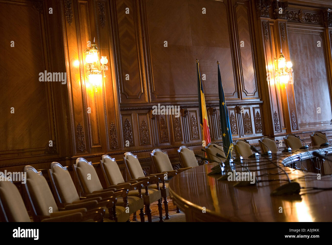 Interior view of The Palace of the Parliament (Palatul Parlamentului) in Bucharest, Romania Stock Photo