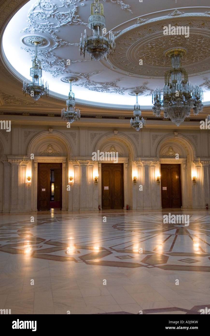 Interior view of The Palace of the Parliament (Palatul Parlamentului) in Bucharest, Romania Stock Photo