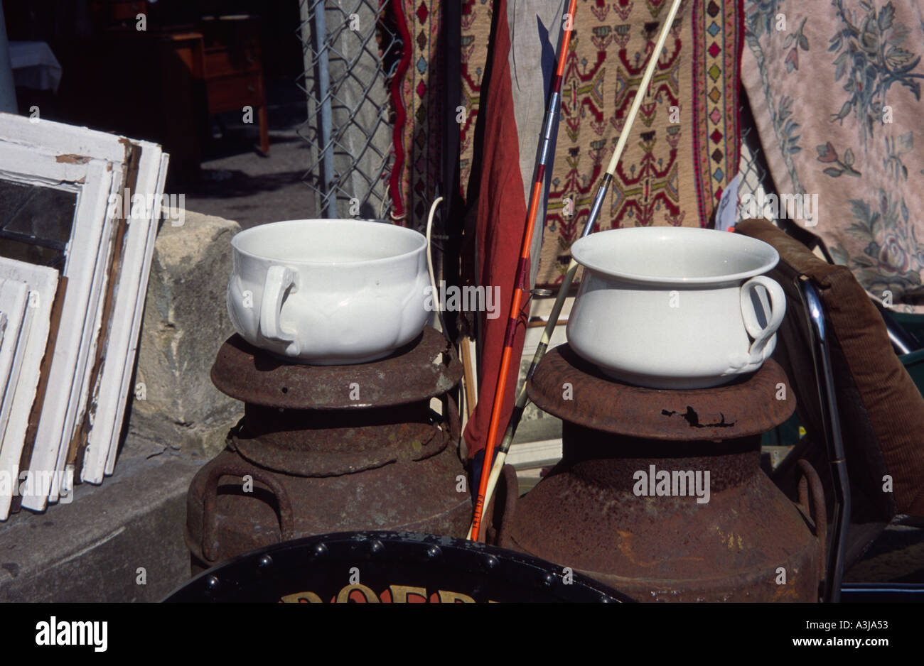 Chamber pots Walcot Saturday Markets Bath Spa, Somerset UK Stock Photo