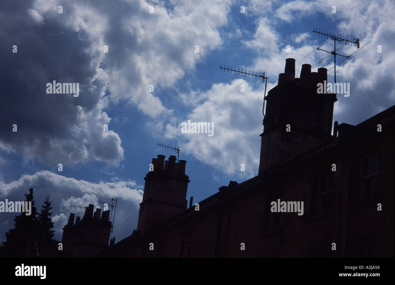 Clouds over Ralph Allen cottages Widcombe, Bath Spa, Somerset UK Stock Photo