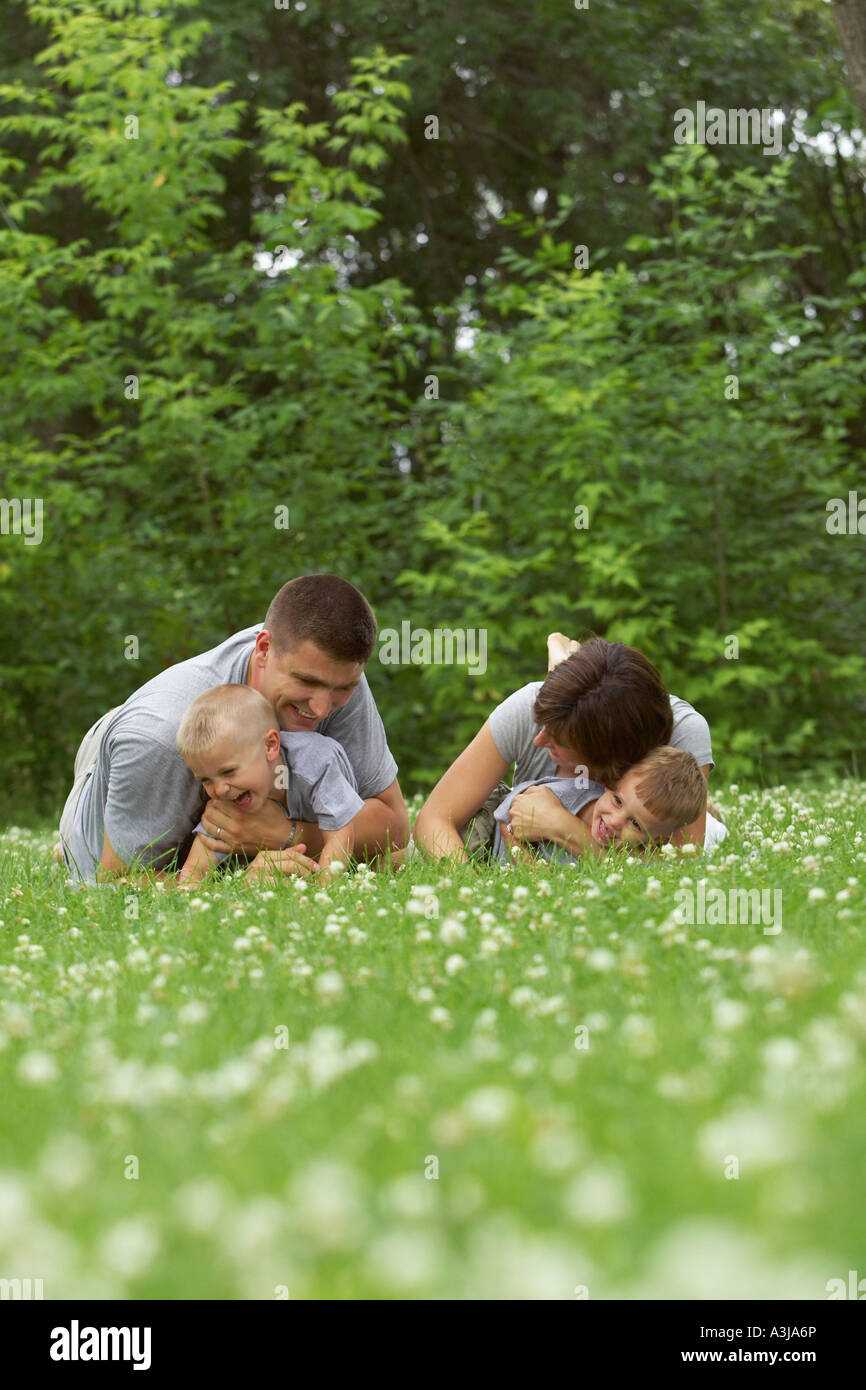Family Playing Outdoors Stock Photo - Alamy