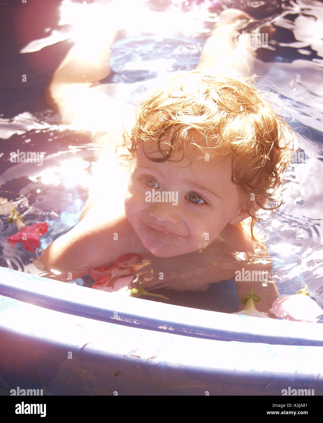 little girl in wading pool Stock Photo Alamy