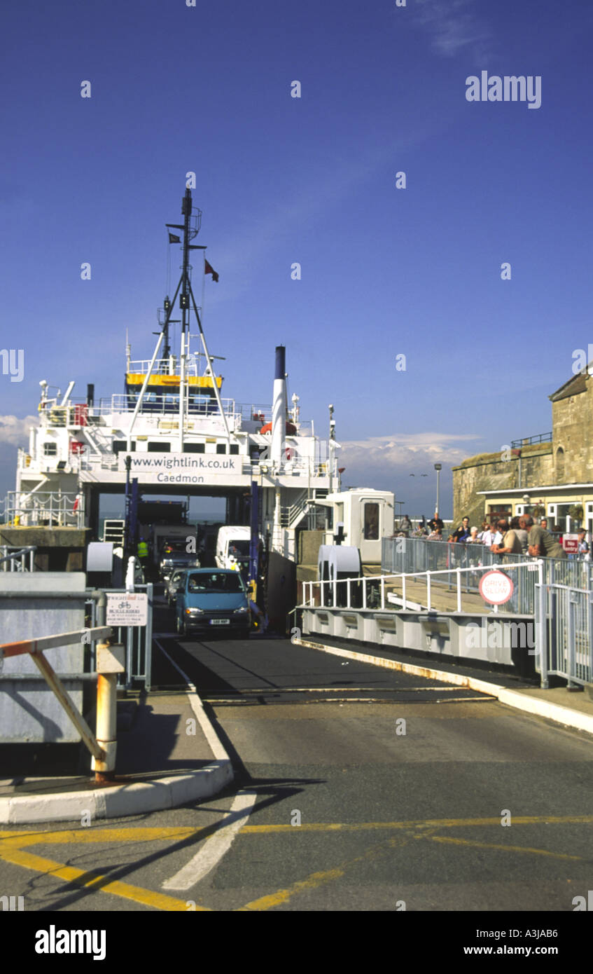 Cars leaving the Wightlink Ferry at Holiday time at Yarmouth Isle of Wight England UK Stock Cars leaving the Wightlink Ferry at Holiday time at Yarmouth Isle of Wight England UK Stock