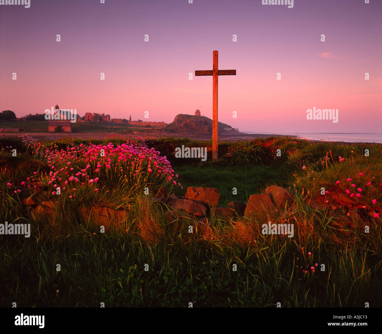 St Cuthbert's Isle at Sunset, Holy Island, Northumberland, England
