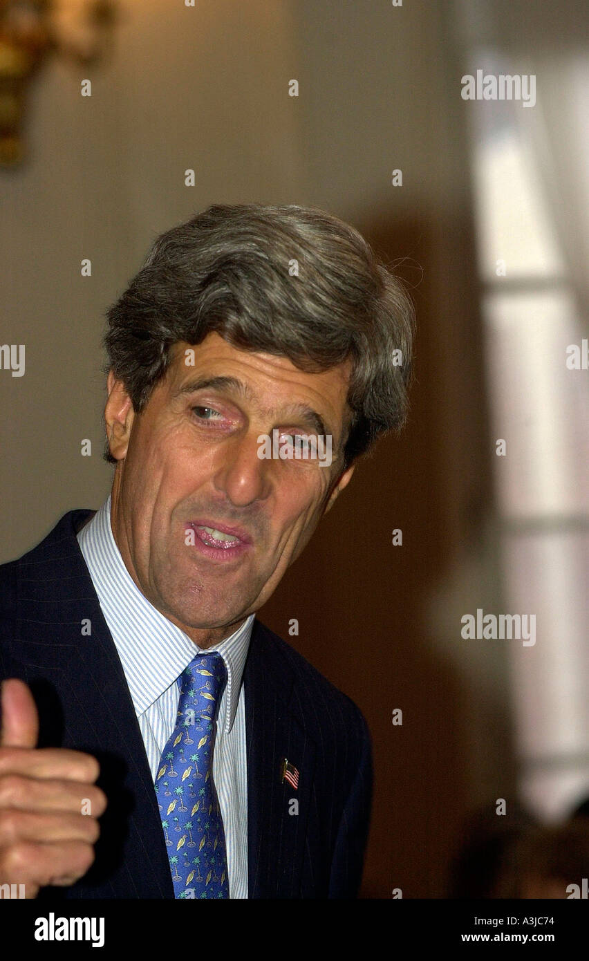 Massachusetts Senator John Kerry speaks at a campaign event  Stock Photo