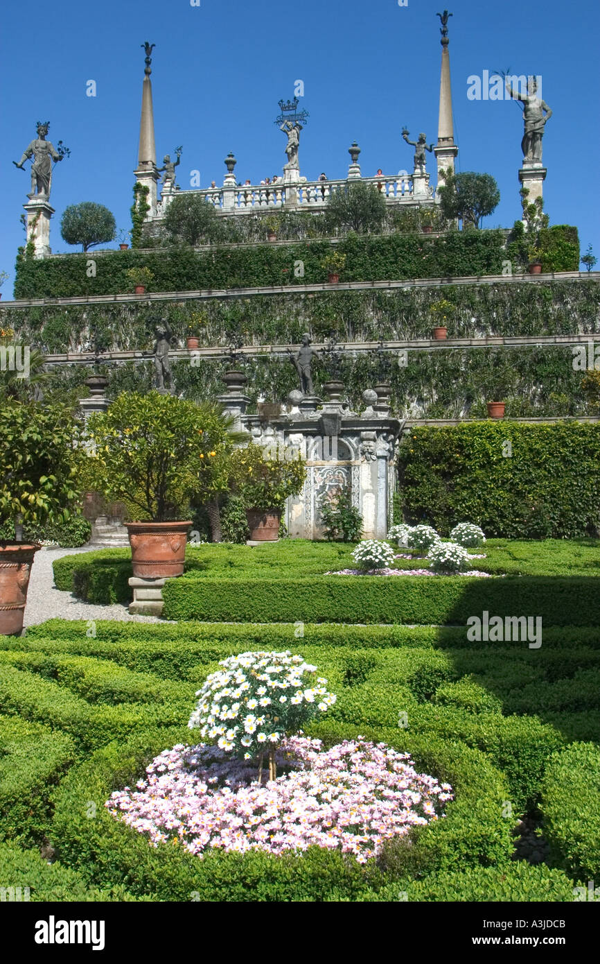 The formal early Baroque gardens of Isola Bella Lake Maggiore Italy