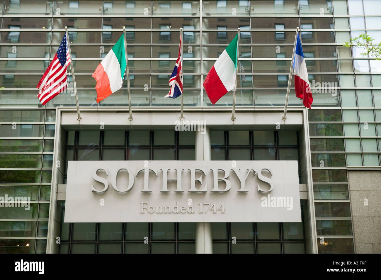 View of the facade of auction house Sotheby s building at 1334 York Avenue in New York City USA June 2005 Stock Photo