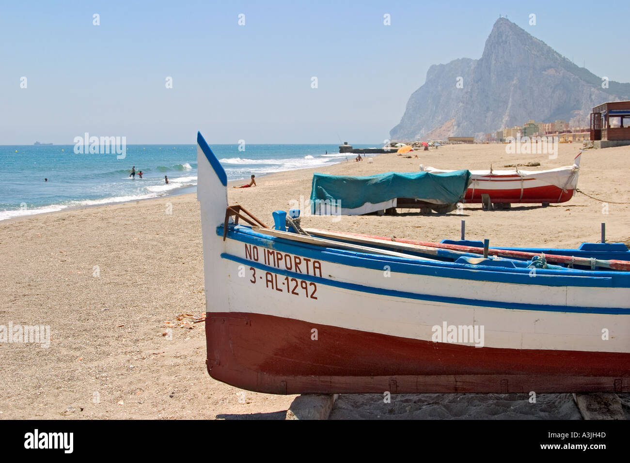La Linea de la Concepcion Cadiz Province Spain Beach with Gibraltar background Stock Photo