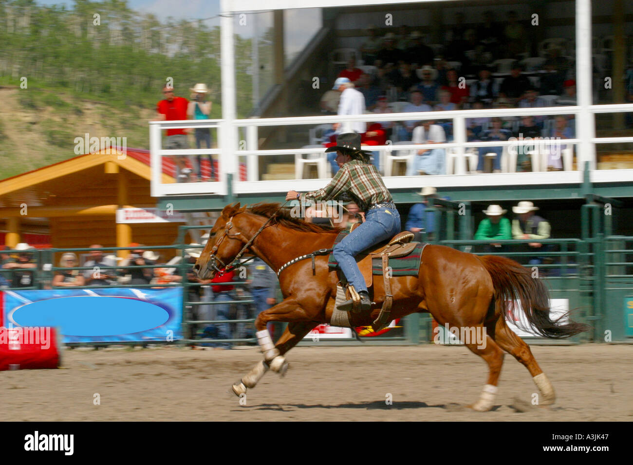 Rodeo Alberta Canada Barrel racing Stock Photo