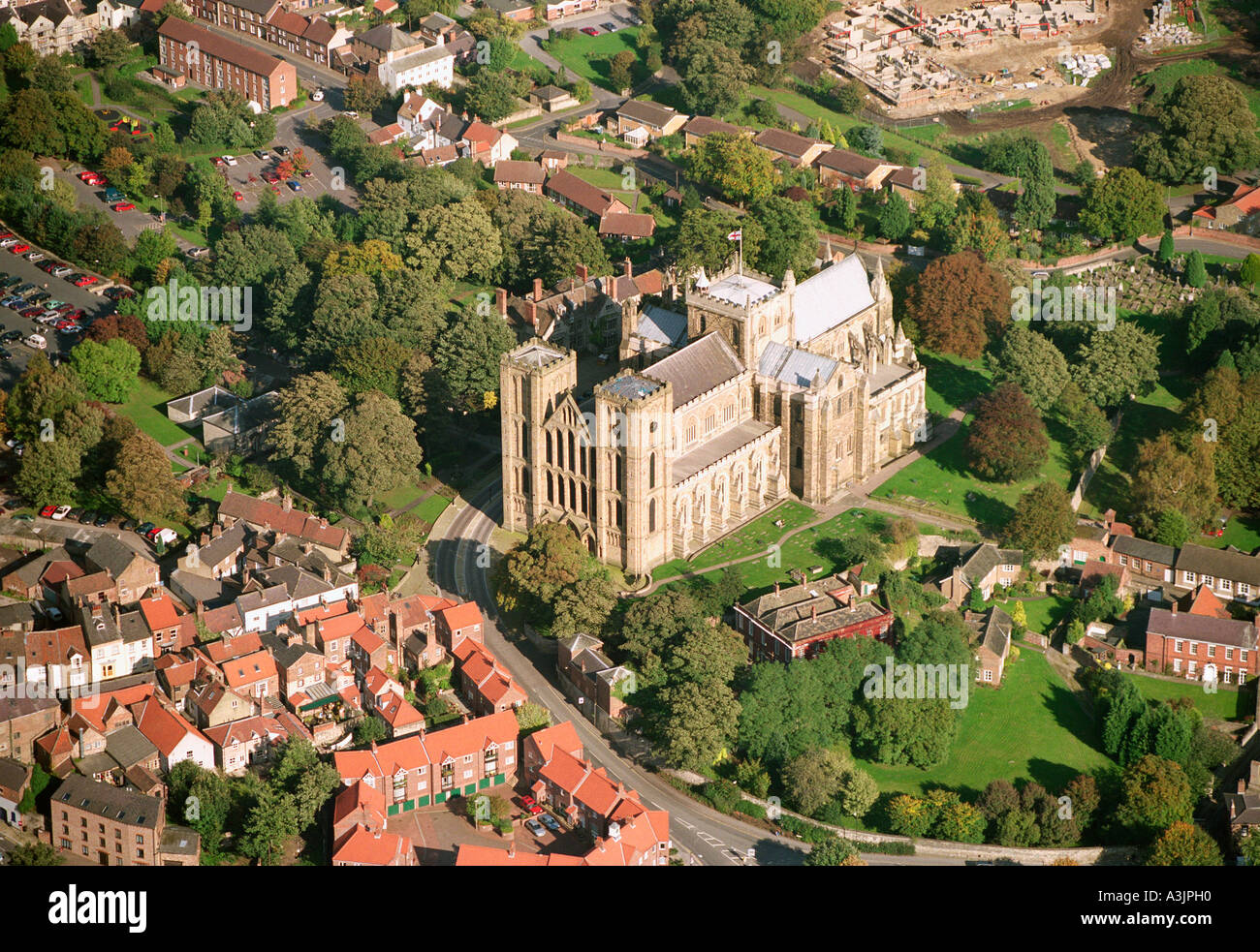 Ripon Cathedral North Yorkshire UK aerial view Stock Photo