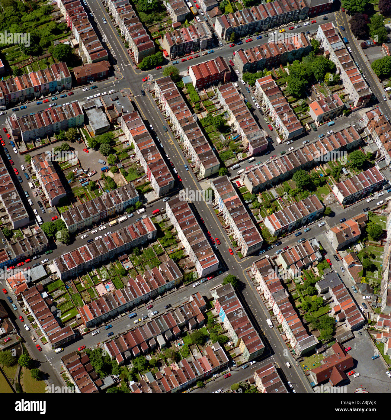 Inner city terraced housing Bristol UK aerial view Stock Photo 6172903