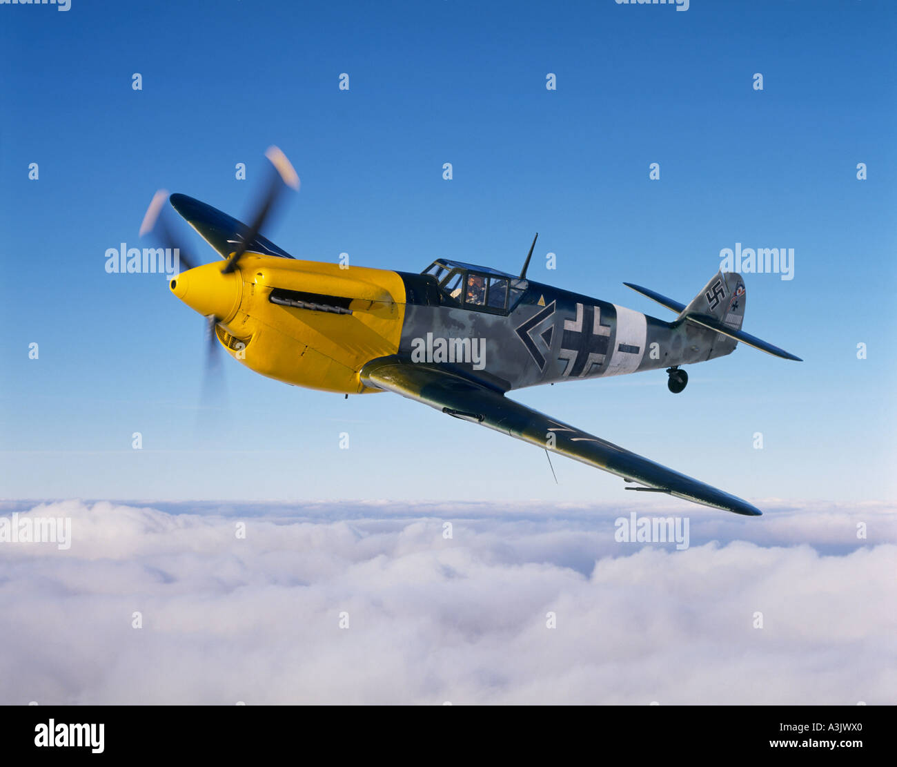Messerschmitt Bf 109G 2 above the clouds Stock Photo