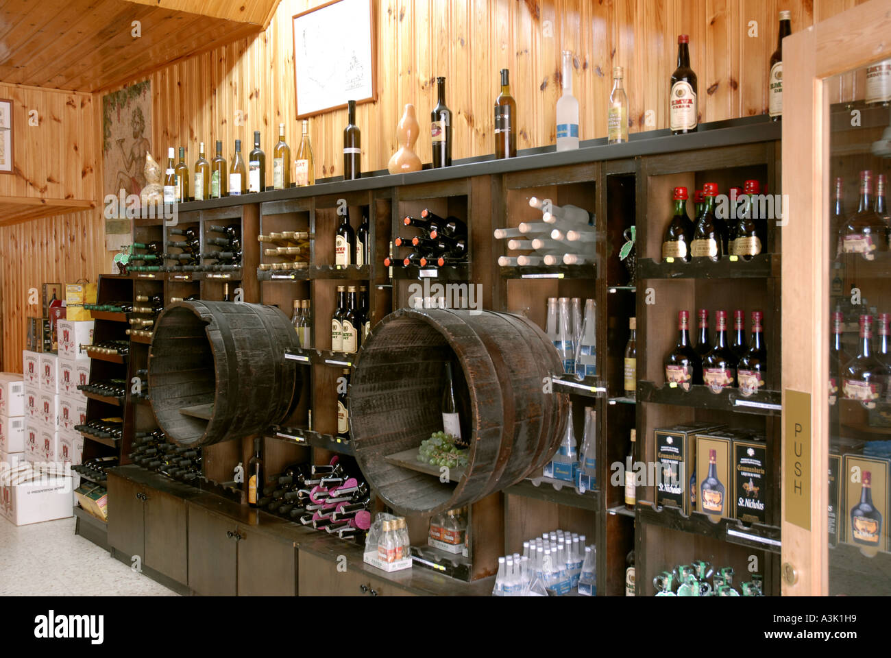 Wine shop Omodhos Cyprus Stock Photo Alamy