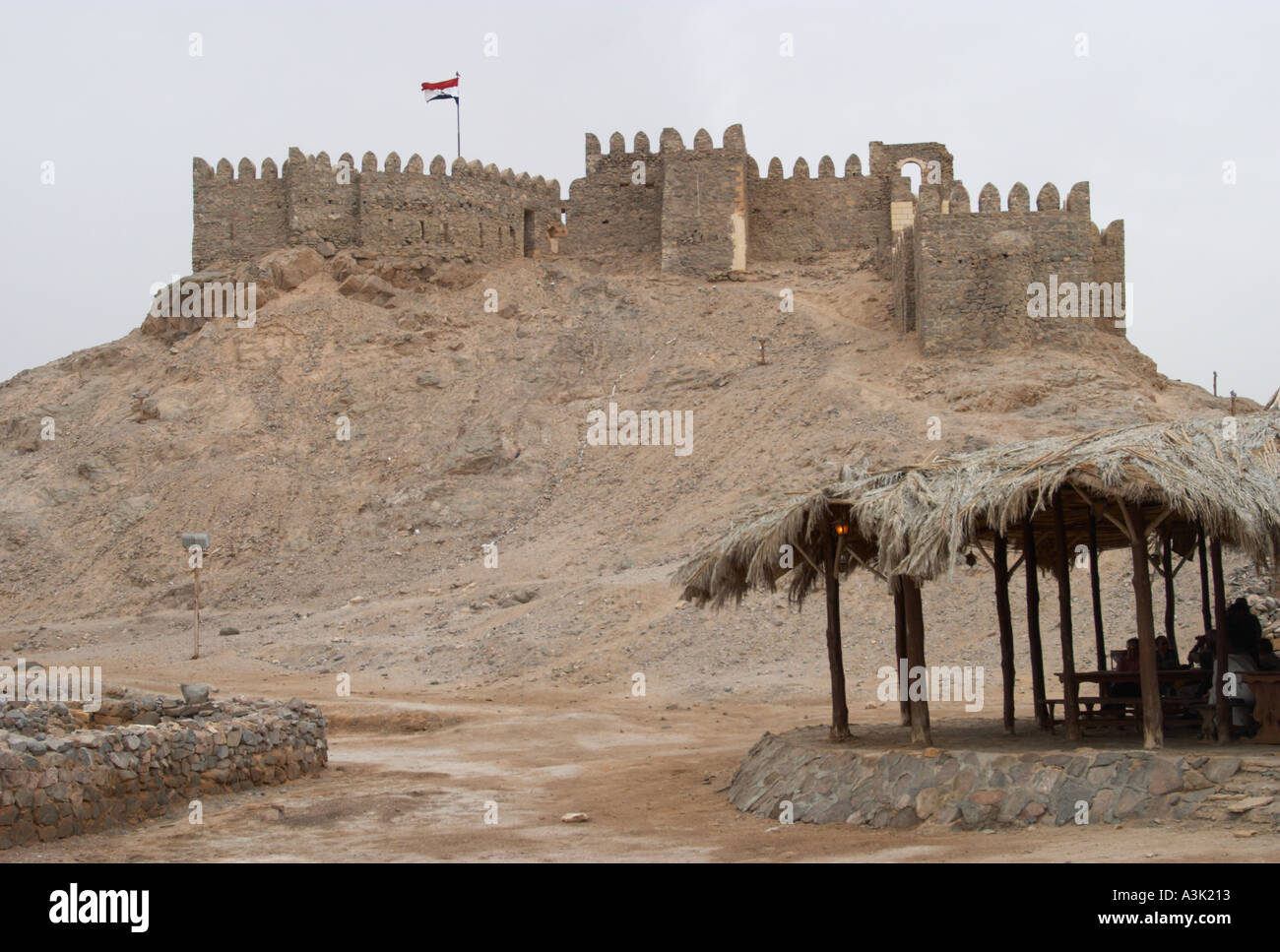The Front Tower of the Citadel on Pharaoh s Island Taba Sinai Peninsula Egypt Stock Photo