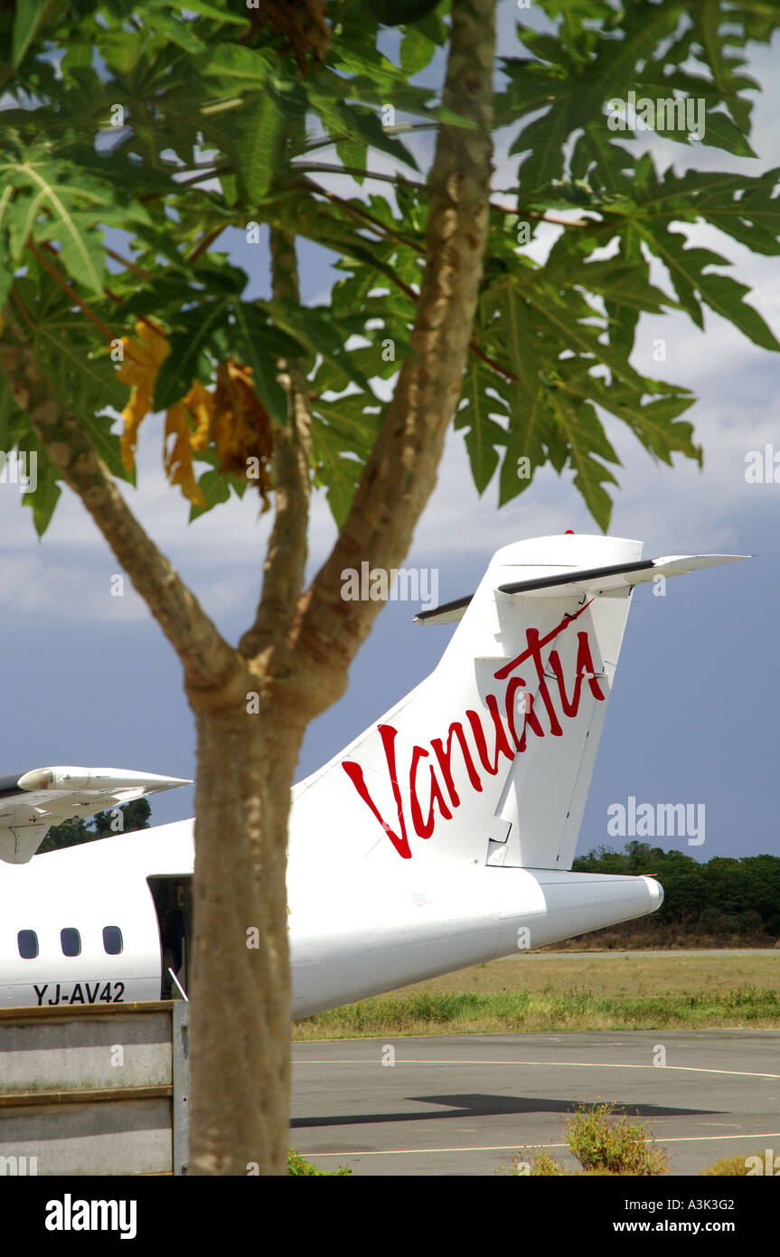 Small planes of Air Vanuatu transfer between Efate and Tanna islands in Vanuatu Stock Photo