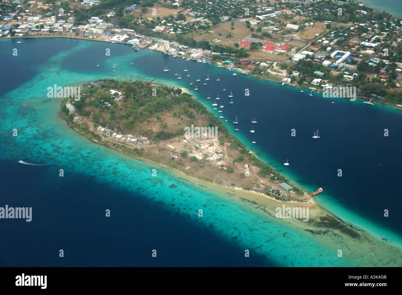 Port Vila is the capital of Vanuatu and seen here from the air Stock ...