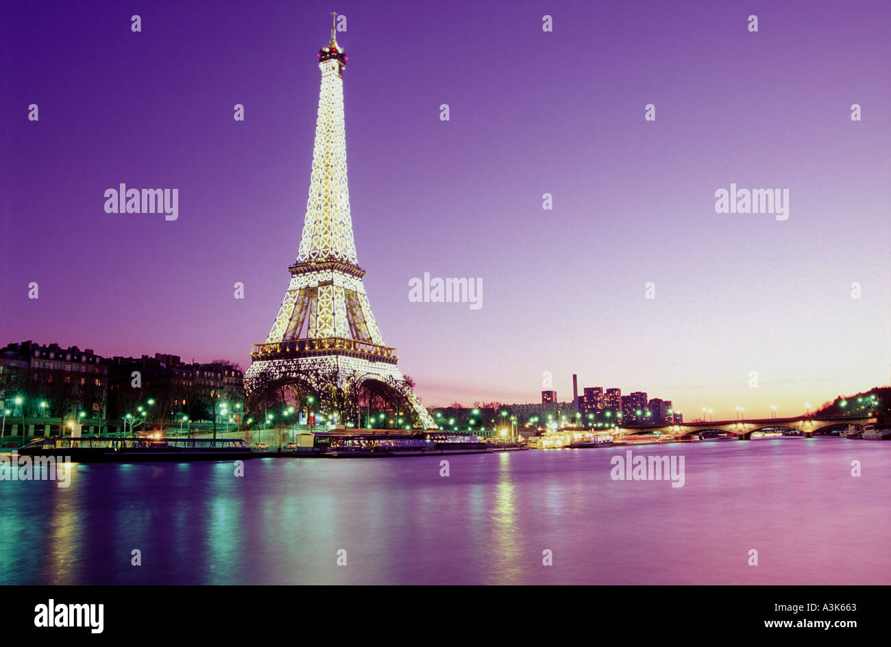 Eiffel Tower at Dusk Paris France Europe Stock Photo