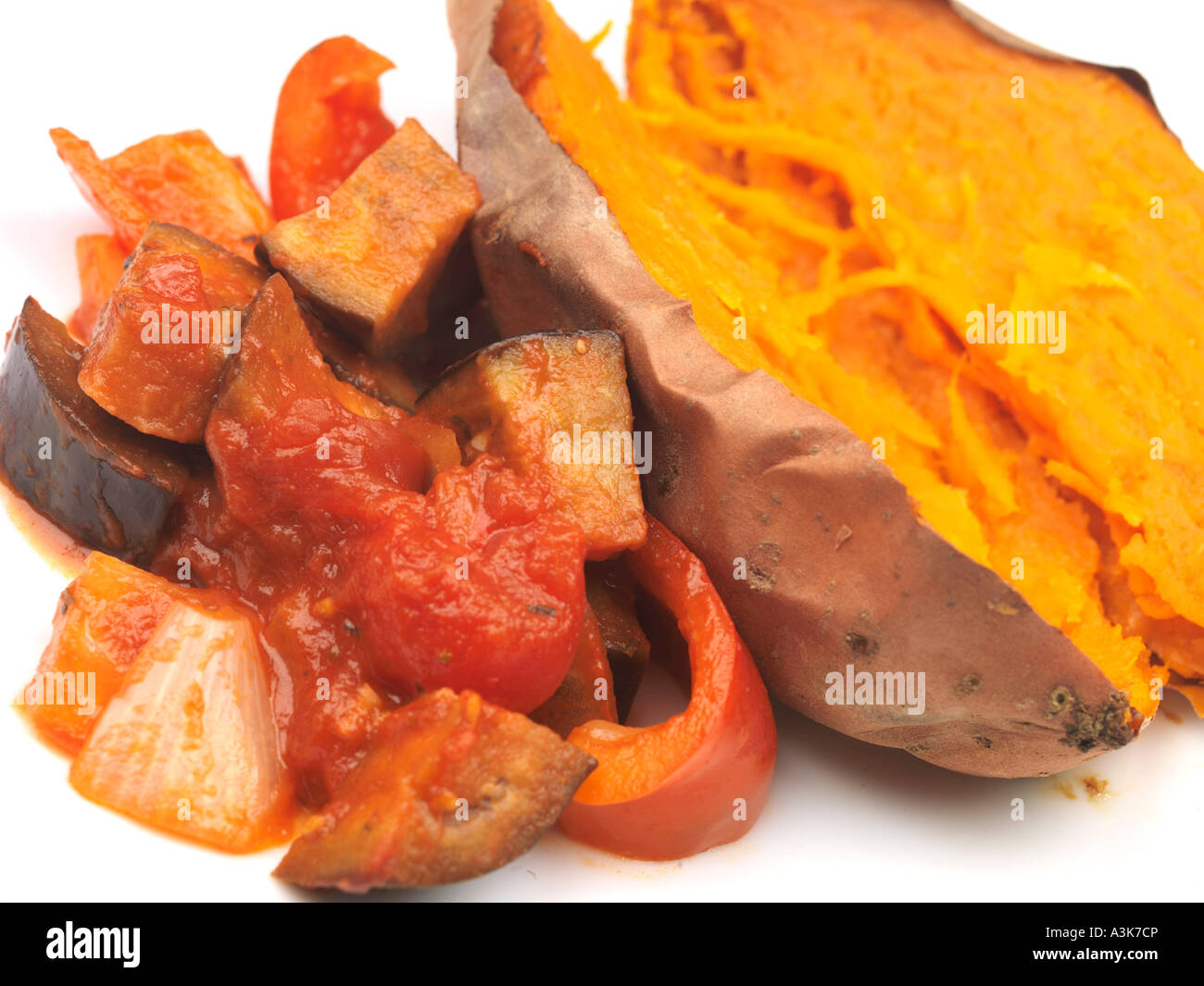 Ratatouille with Baked Sweet Potato Stock Photo Alamy