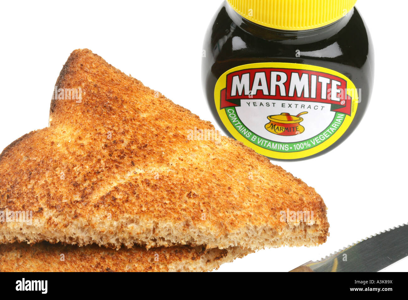 Wholemeal Toast with Marmite Spread Stock Photo Alamy