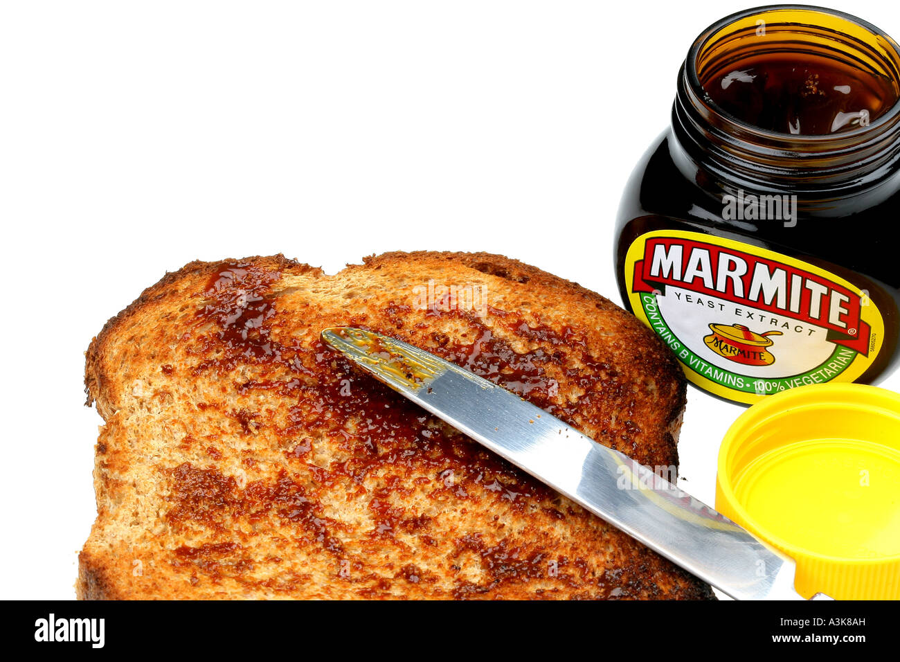 Wholemeal Toast with Marmite Spread Stock Photo Alamy