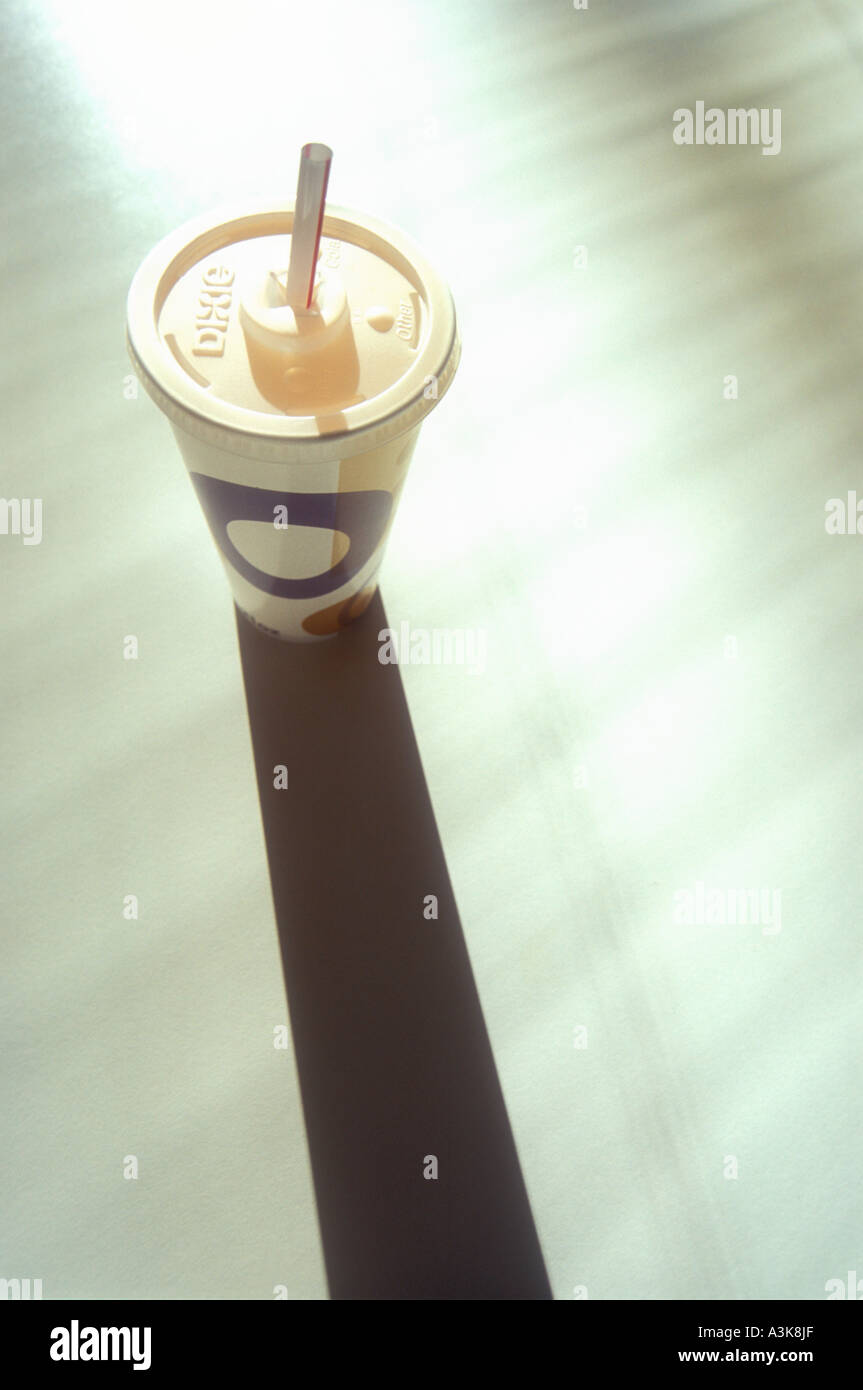 Disposable paper drink cup lid and straw Stock Photo Alamy