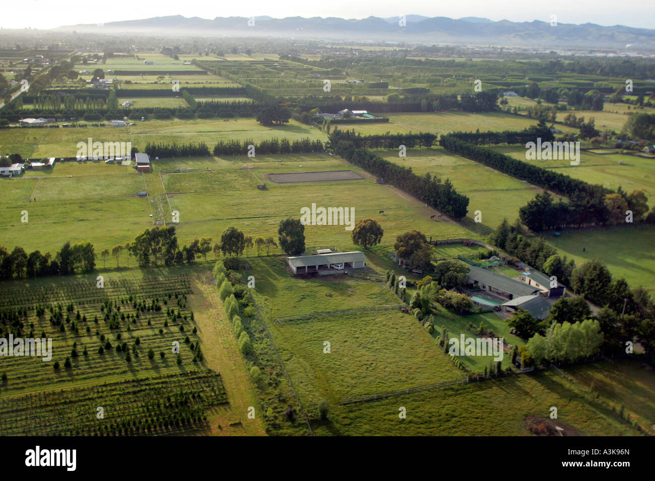 flat fields around Christchurch New Zealand Stock Photo Alamy