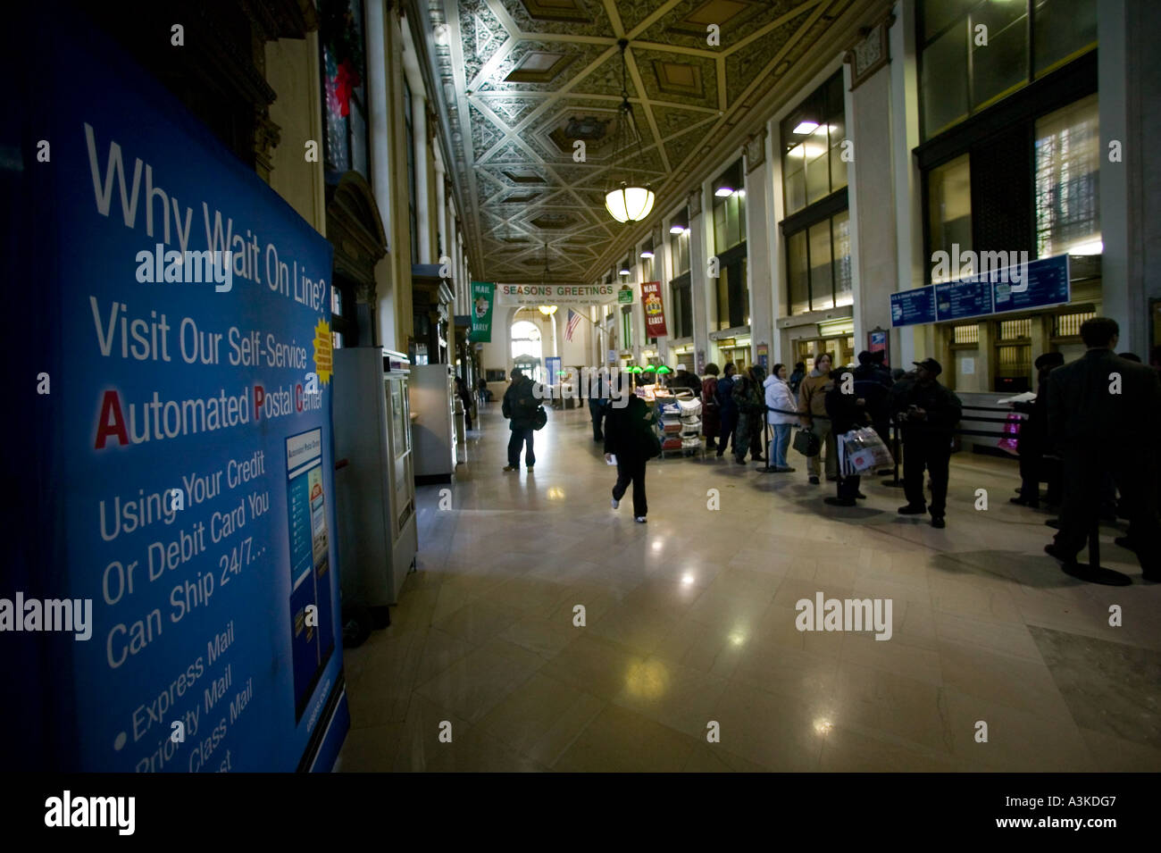 View inside the main hall of the James A Farley Post Office building on