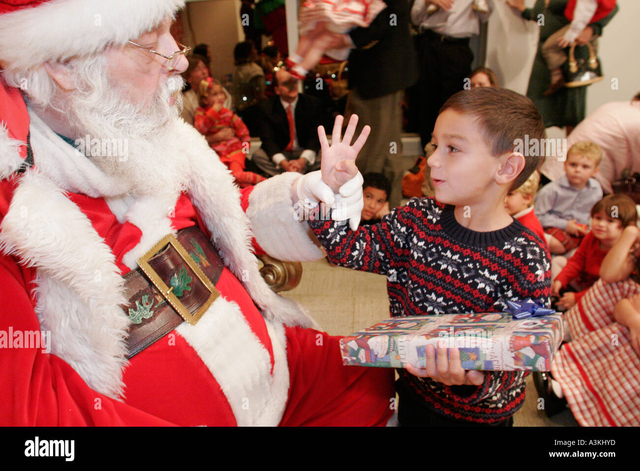 Miami Florida,office Christmas party,Santa Claus,child,children