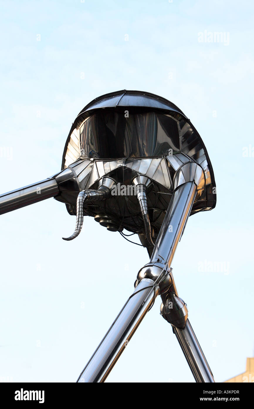 A War of the Worlds Alien metal Sculpture Statue on the High Street in