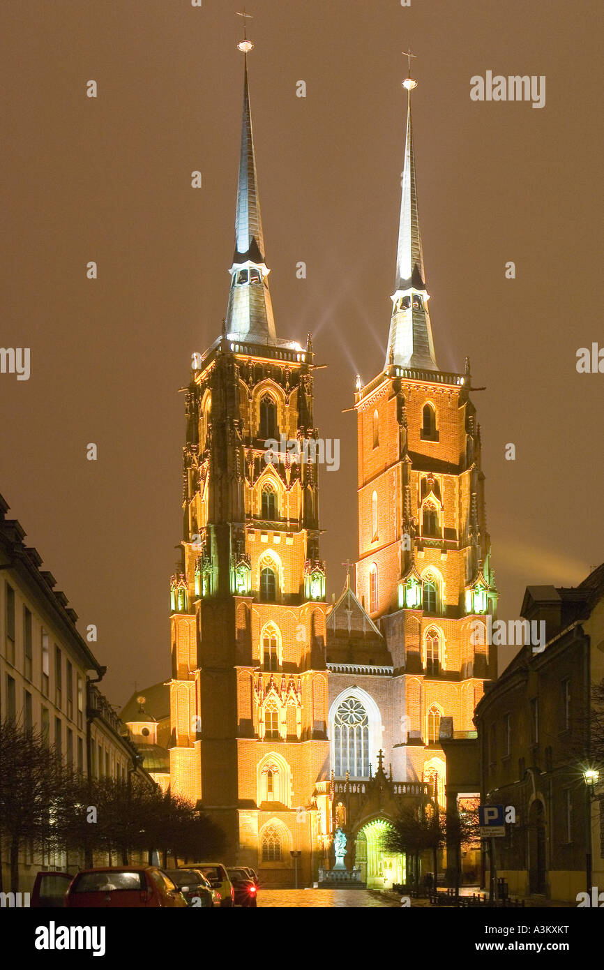 Saint John Cathedral towers Ostrów Tumski Wrocław by night Lower ...
