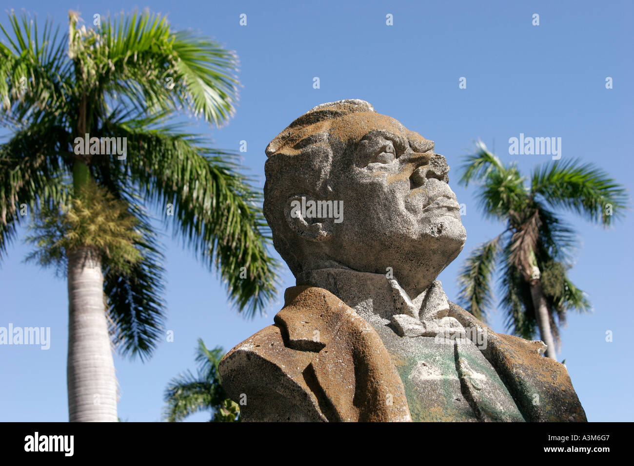 Miami Florida,Biscayne Boulevard,statue,Ruben Dario,Spanish literature,poet,Nicaragua,visitors travel traveling tour tourist tourism landmark landmark Stock Photo