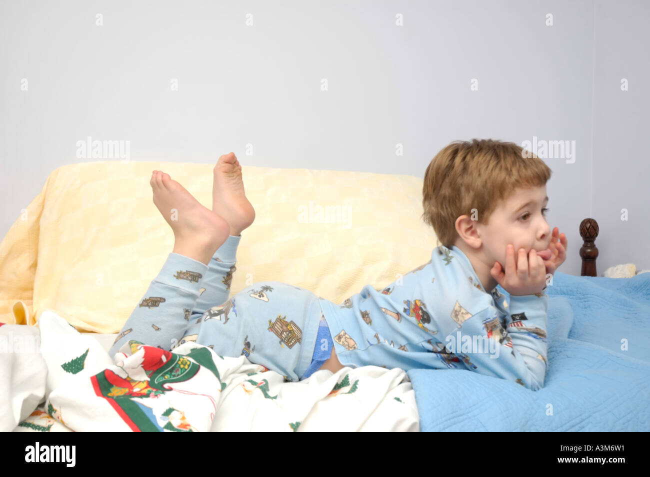 Young boy in pajamas Stock Photo Alamy