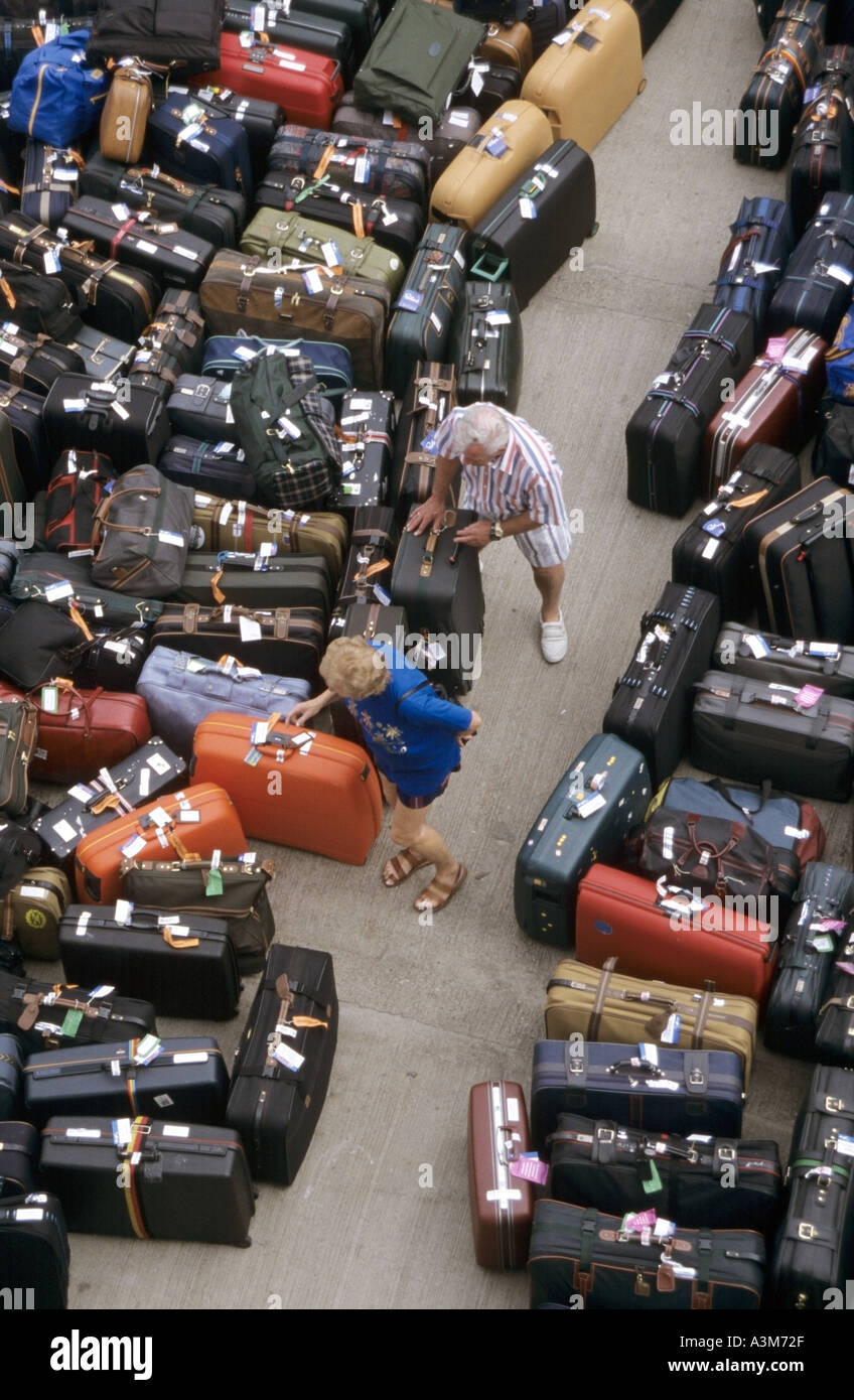 Aerial archive view cruise ship people passengers find suitcase luggage