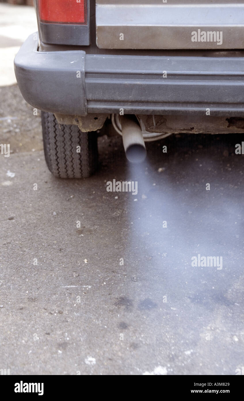Car with defective exhaust system Essex England UK Stock Photo Alamy