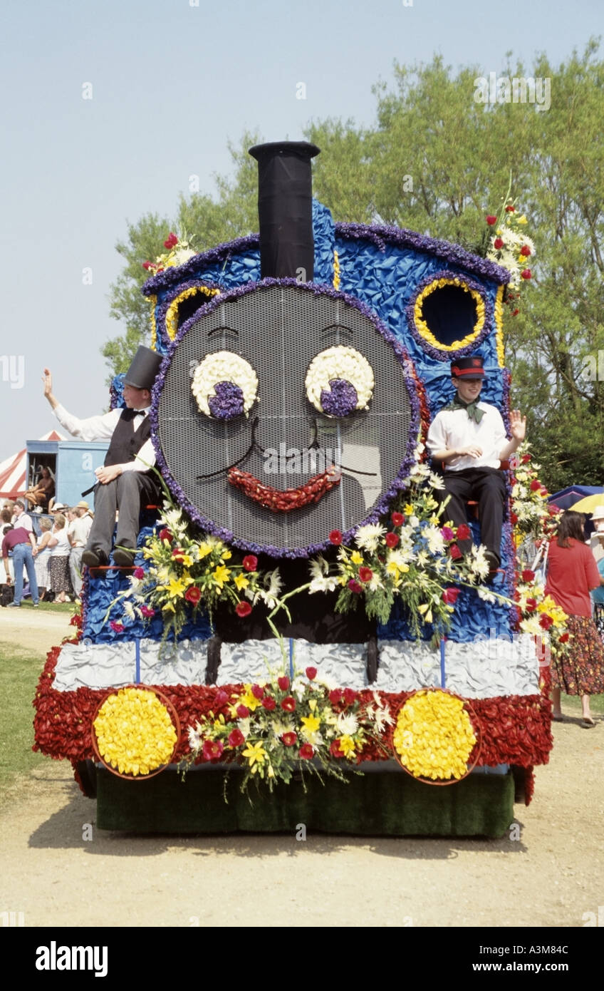 Spalding annual flower parade and festival with floats decorated with