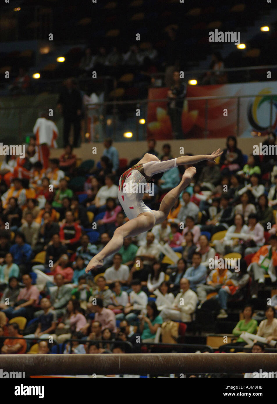 gymnastic competition, balance beam Stock Photo Alamy