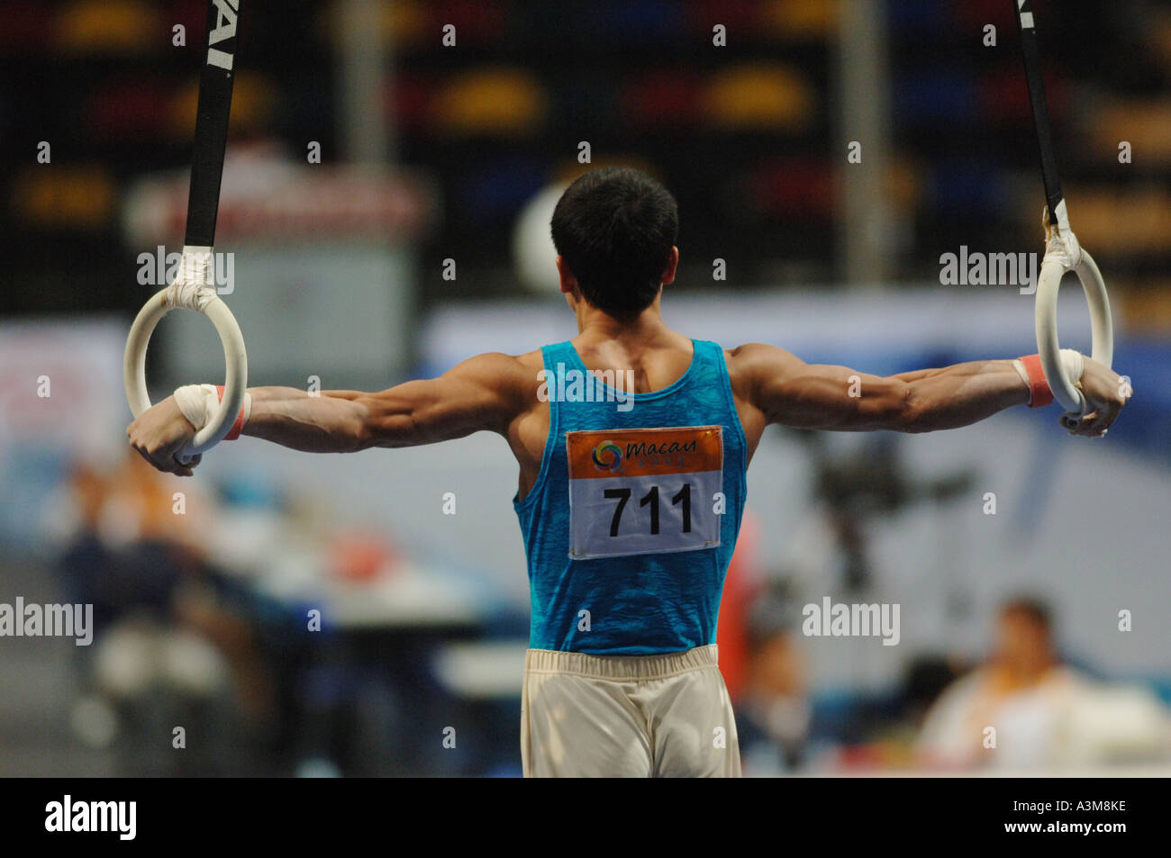 gymnastic competition, rings Stock Photo Alamy
