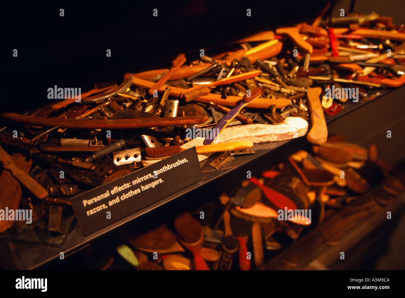Personal effects of Jewish Holocaust victims displayed in exhibit at United States Holocaust Memorial Museum in Washington DC Stock Photo