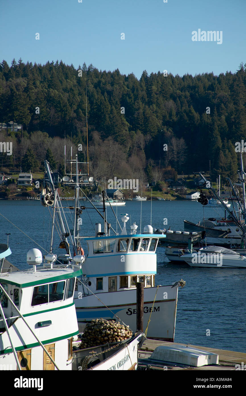 commercial fishing boats at dock in Gig Harbor Washington USA Stock