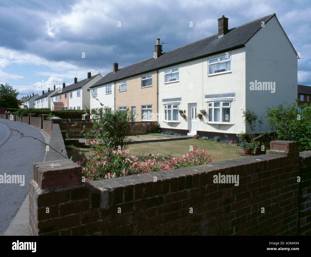 Painted cement rendered, brick built houses, England, UK Stock Photo ...