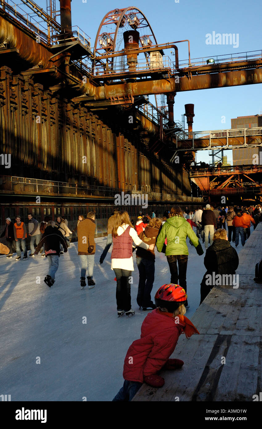 Ice skating at the UNESCO world heritage site Zollverein, Essen