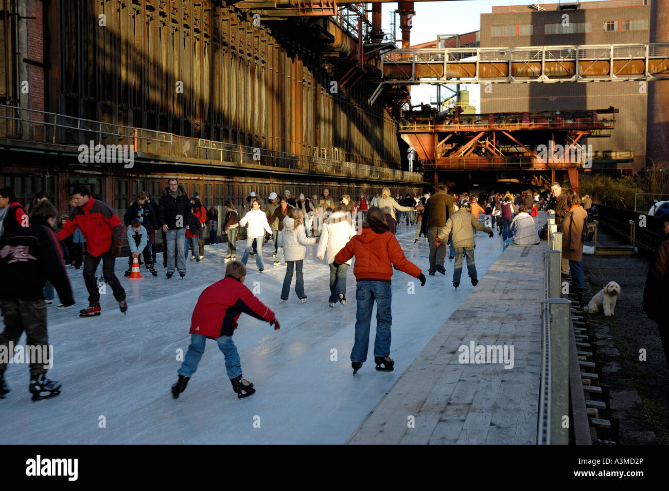 Ice skating at the UNESCO world heritage site Zollverein, Essen