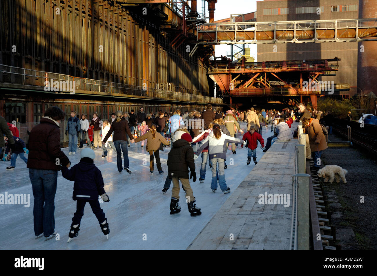 Ice skating at the UNESCO world heritage site Zollverein, Essen