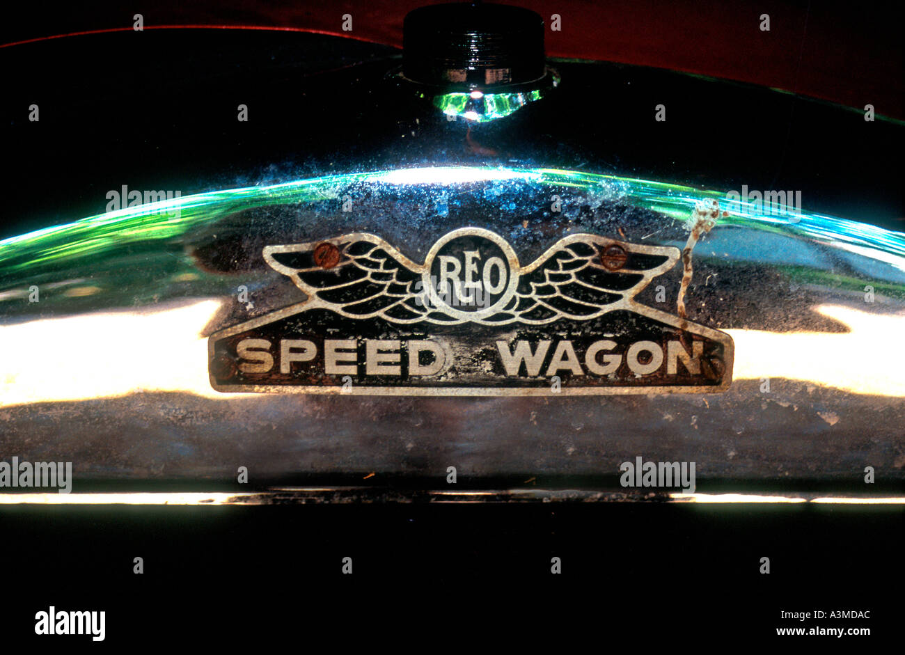 REO Speed Wagon badge on a popular American vintage vehicle Stock Photo