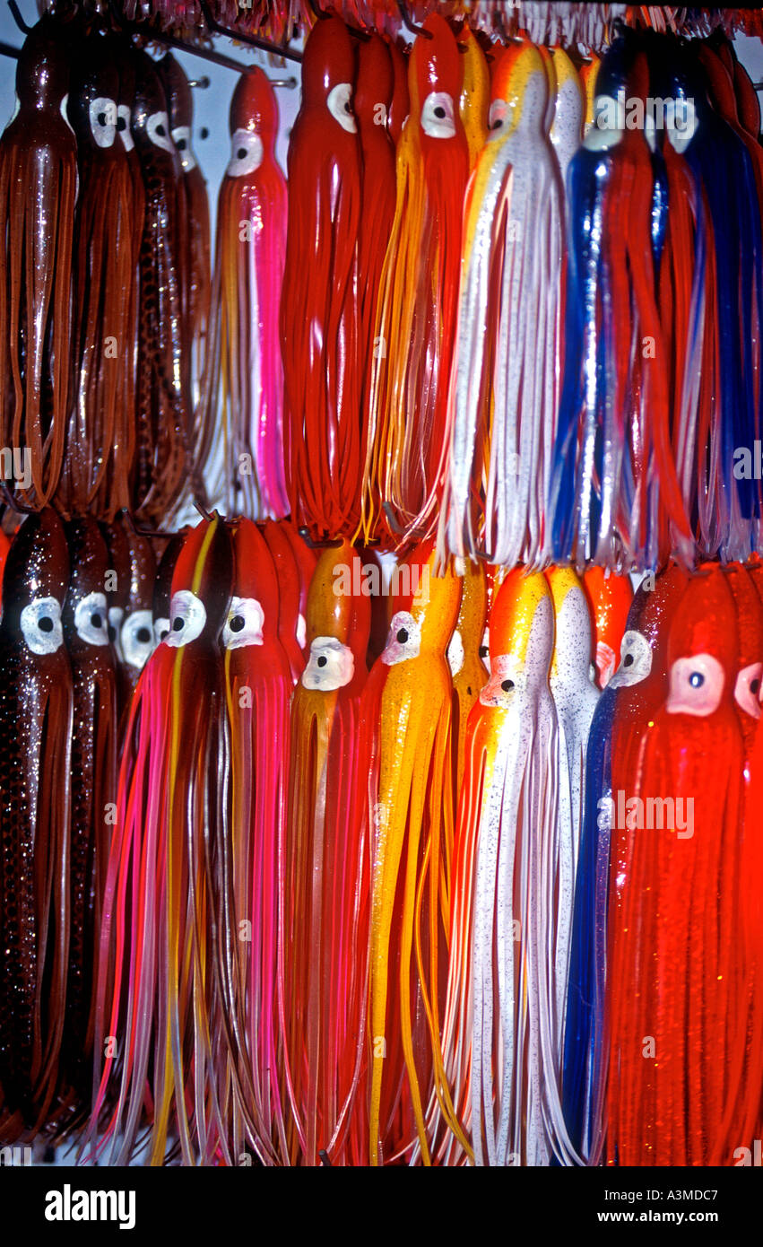 Plastic skirts used in fishing lures Stock Photo